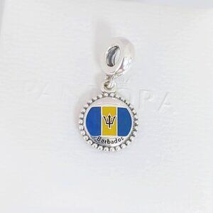 Pandora Barbados Flag Dangle Charms Bracelet Pendant S925 Silver with box
